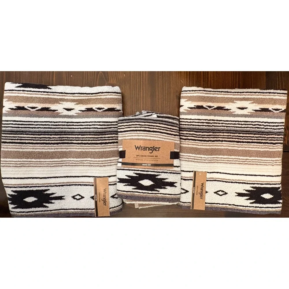 Wrangler Aztec Southwestern Set Of 2 Bath Towels & 2 Hand Towels Coyote Sands